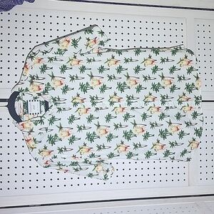 Ricky Singh Denim & Flowers Button Up Shirt Santa Hawaiian Christmas Large